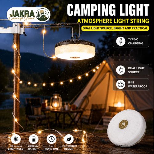 Lampu Tenda Tumblr Emergency LED String 2in1 Solar Panel 7.4W 2000mAh - YD2326